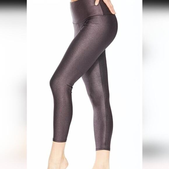 Onzie FLOW High Rise Plum Purple Sparks Iridescent Ankle Athletic Leggings S/M - Picture 10 of 12